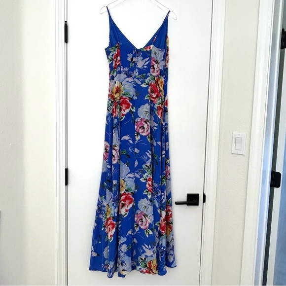 Yumi Kim Revolve Jasmine Silk Maxi Dress Floral Slit Blue Wedding Size Small - Picture 8 of 13